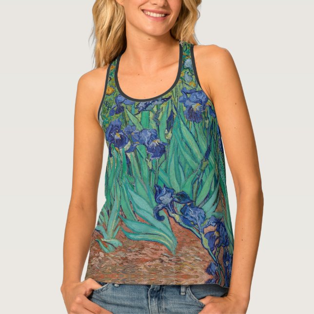 "Irises" by Vincent van Gogh Tank Top (Front)
