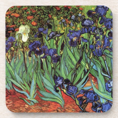 Irises by Vincent van Gogh Vintage Garden Art Beverage Coaster