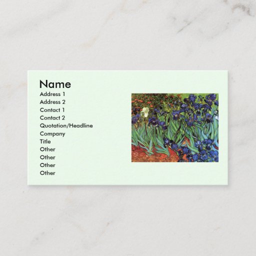 Customizable Van Gogh Irises, Vintage Post Impressionism Art Business Card Templates