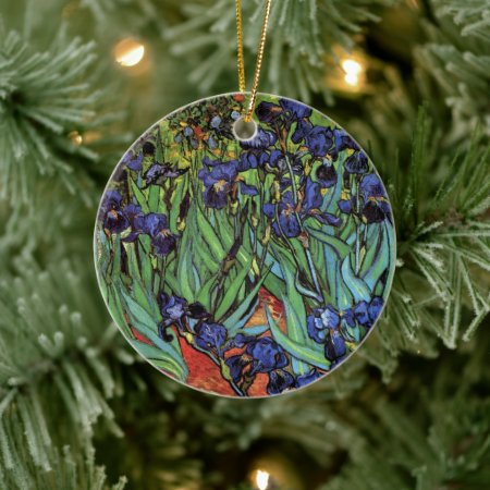 Irises By Vincent Van Gogh, Vintage Garden Art Ceramic Ornament