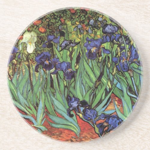 Irises by Vincent van Gogh Vintage Garden Art Coaster