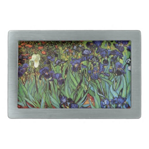 Irises by Vincent van Gogh Vintage Garden Art Rectangular Belt Buckle