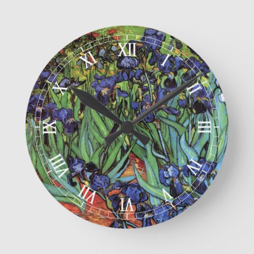 Irises by Vincent van Gogh Vintage Garden Art Round Clock