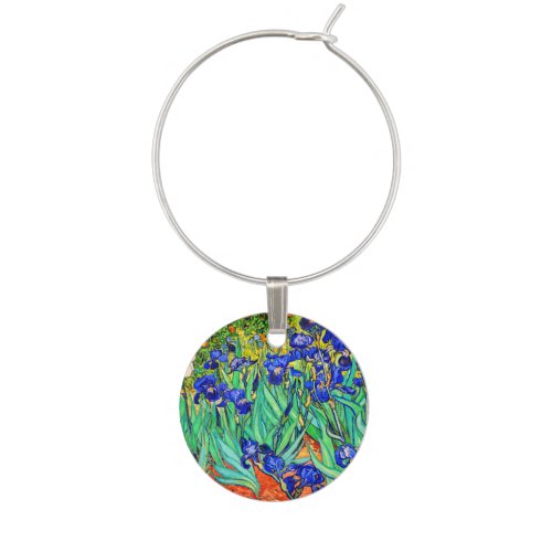 Irises by Vincent Van Gogh Wine Charm