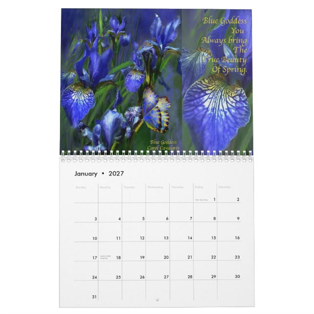 Irises - Collection 2 Calendar for 2010 (Jan 2027)