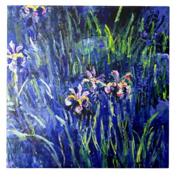 Irises  Famous Floral Painting By Claude Monet Ceramic Tile by Virginia5050 at Zazzle