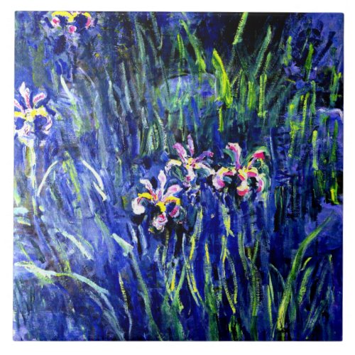 Irises famous floral painting by Claude Monet Ceramic Tile