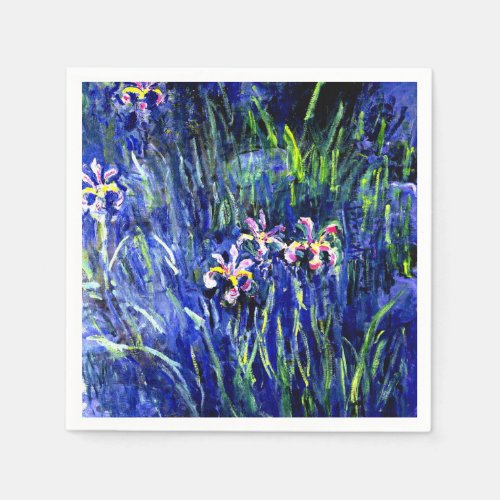 Irises famous floral painting by Claude Monet Napkins