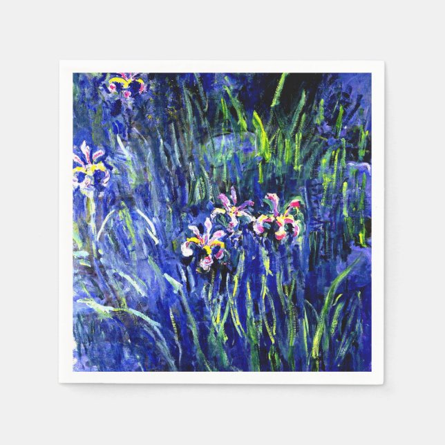 Irises, famous floral painting by Claude Monet Napkins (Front)