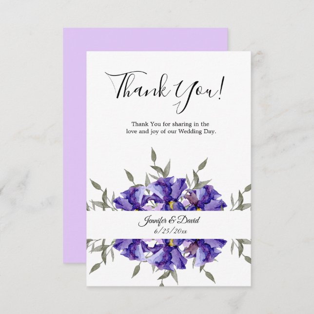Irises Flat Thank You Card (Front/Back)