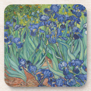 Irises, Floral Oil Painting, Vincent Van Gogh Beverage Coaster
