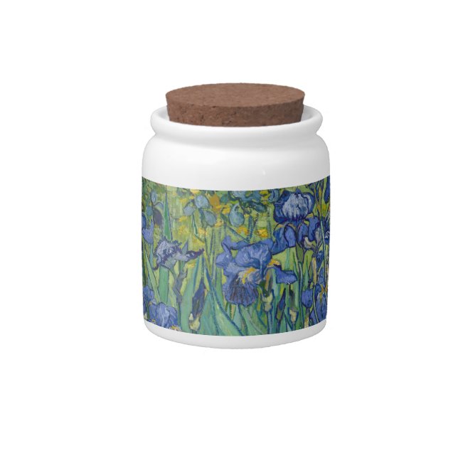 Irises, Floral Oil Painting, Vincent Van Gogh Candy Jar (Front)