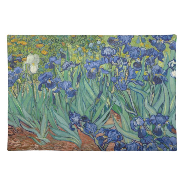 Irises, Floral Oil Painting, Vincent Van Gogh Cloth Placemat (Front)
