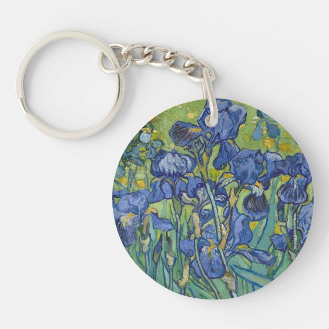 Irises, Floral Oil Painting, Vincent Van Gogh Keychain (Front)