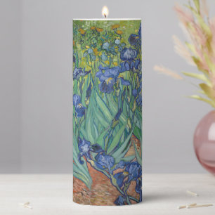 Irises, Floral Oil Painting, Vincent Van Gogh Pillar Candle
