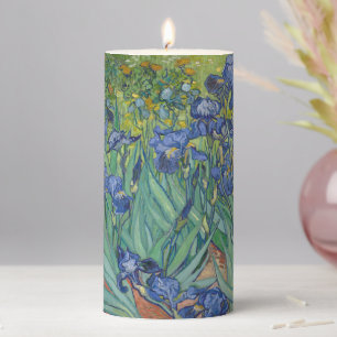 Irises, Floral Oil Painting, Vincent Van Gogh Pillar Candle