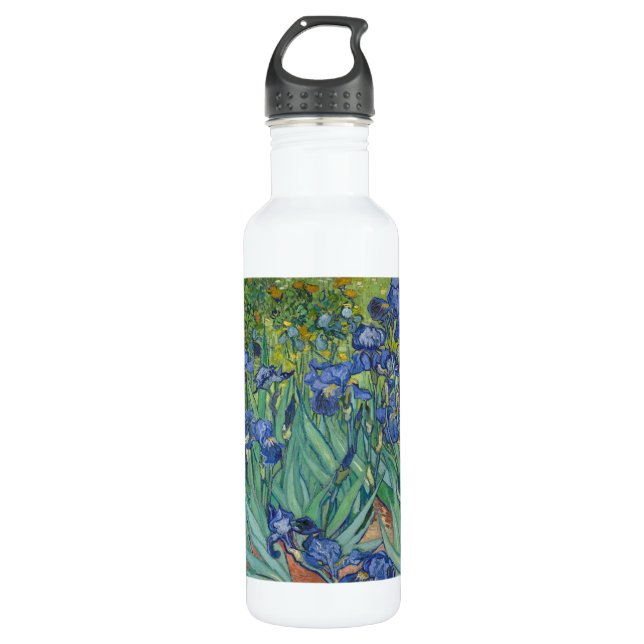 Irises, Floral Oil Painting, Vincent Van Gogh Stainless Steel Water Bottle (Front)