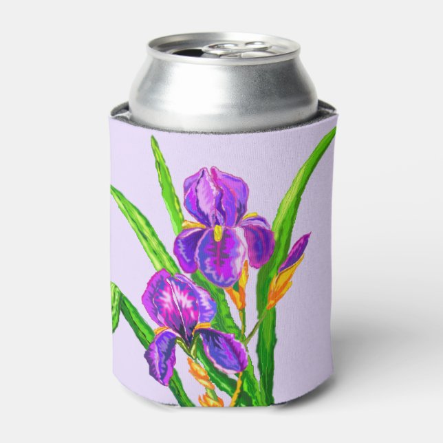 Irises Flower Can Cooler or Choose Color (Can Front)