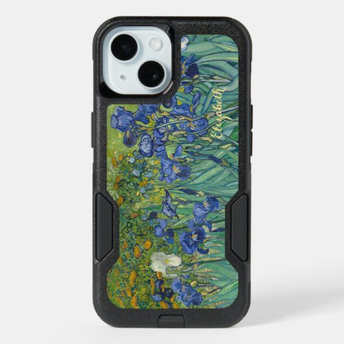 Irises Flowers Monogrammed Van Gogh Floral Art  iPhone 15 Case