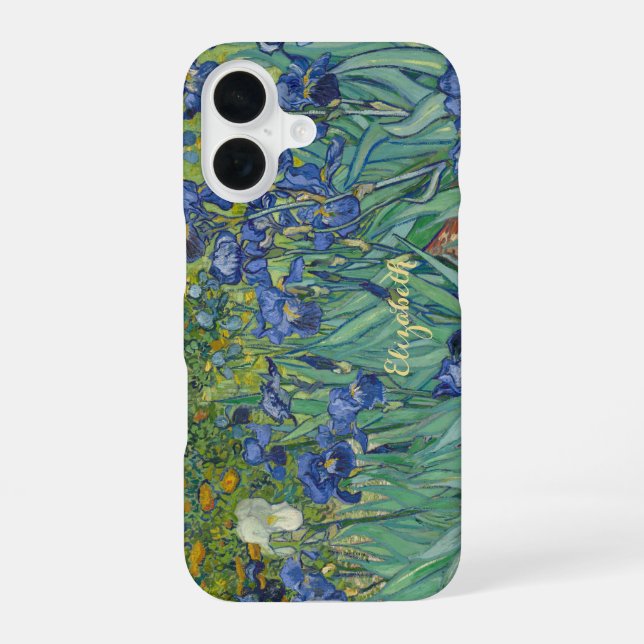 Irises Flowers Van Gogh Floral Art Monogrammed iPhone Case (Back)