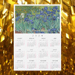 Irises Flowers Vincent Van Gogh 2024 Calendar Card<br><div class="desc">Custom, simple plain black and white, 2024 full year, home room office decor, cool, thin, postcard size, flowers / floral / nature / vintage art lovers and Van Gogh connoisseurs' yearly calendar magnet magnetic card, for any magnetic surface at home or office, featuring a beautiful colorful intricate detailed vintage oil...</div>