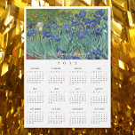 Irises Flowers Vincent Van Gogh 2025 Calendar Card<br><div class="desc">Custom, simple plain black and white, 2025 full year, home room office decor, cool, thin, postcard size, flowers / floral / nature / vintage art lovers and Van Gogh connoisseurs' yearly calendar magnet magnetic card, for any magnetic surface at home or office, featuring a beautiful colorful intricate detailed vintage oil...</div>