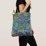 Irises Flowers Vincent Van Gogh Monogrammed Art Tote Bag<br><div class="desc">Create your own custom, personalized, flowers / floral / nature / vintage art lovers and Van Gogh connoisseurs', elegant faux gold typography script font monogram / initial / text, stylish, pretty, earth-friendly, all-over-print tote bag featuring a beautiful colorful intricate detailed vintage oil on canvas painting, by Vincent van Gogh, of...</div>