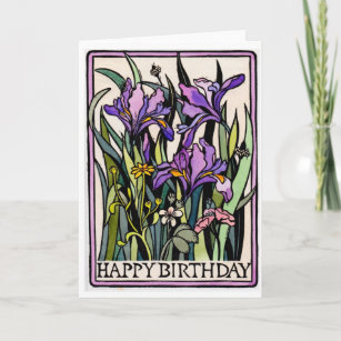 Irises Happy Birthday Card