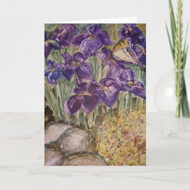 "Irises In A Field" Greeting Card (Front)