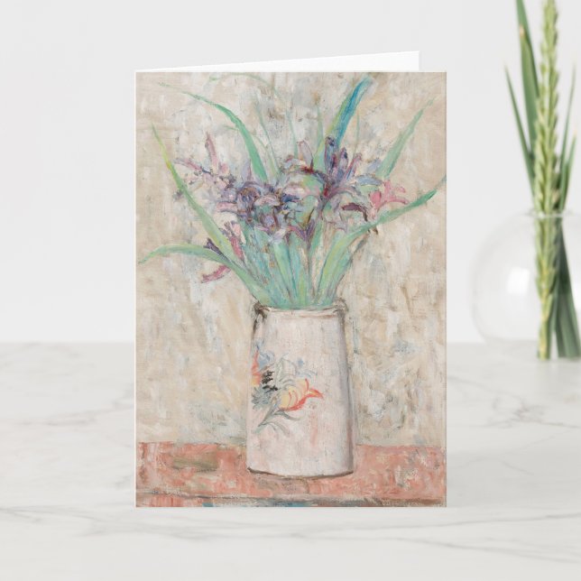 Irises in a White Flower Vase | Tadeusz Makowski Card (Front)