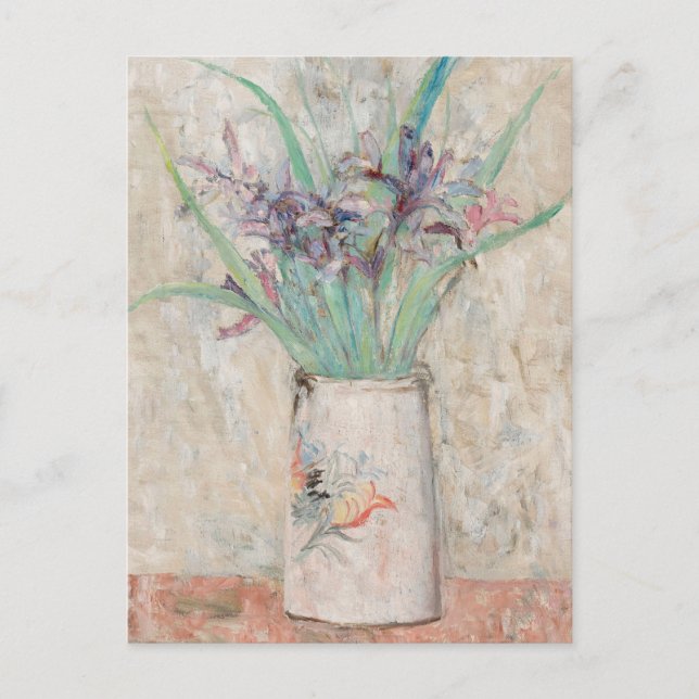 Irises in a White Flower Vase | Tadeusz Makowski Postcard (Front)