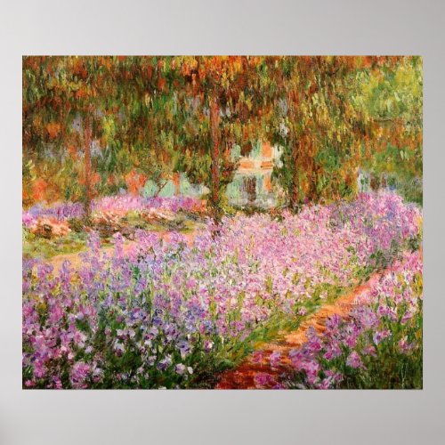 Irises in the Garden by Monet Poster