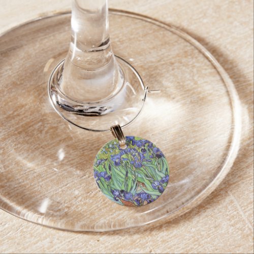 Irises in the Garden Vincent van Gogh Wine Glass Charm