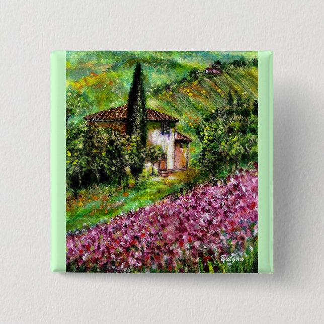 IRISES IN TUSCANY BUTTON (Front)