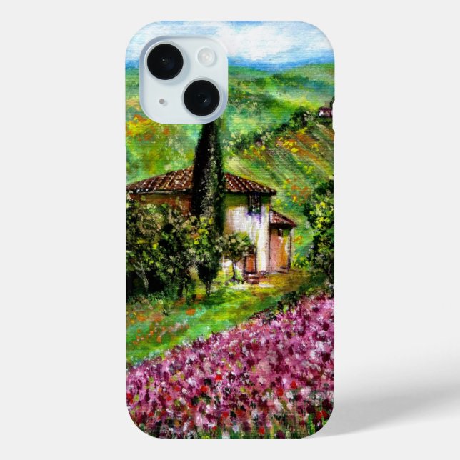 IRISES IN TUSCANY,Purple Flower Fields Landscape Case-Mate iPhone Case (Back)
