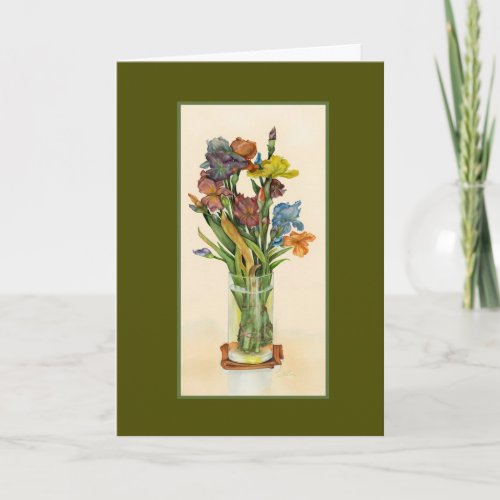 Irises in Vase Birthday Card