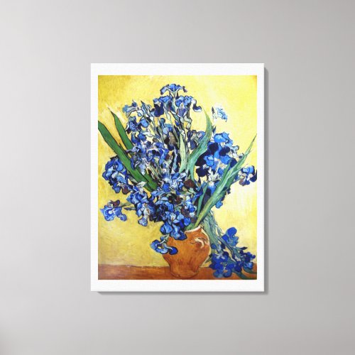 Irises in Yellow background Vincent van Gogh Canvas Print