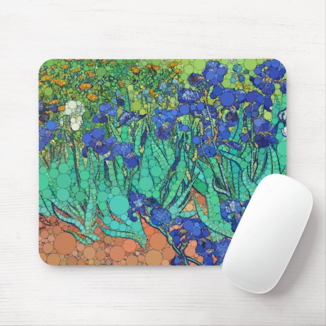 Irises, Infinity Dots by After Vincent van Gogh Mouse Pad (With Mouse)