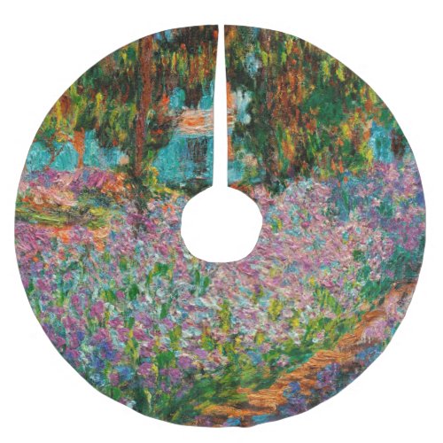 Irises Monet Garden Giverny flowers Brushed Polyester Tree Skirt