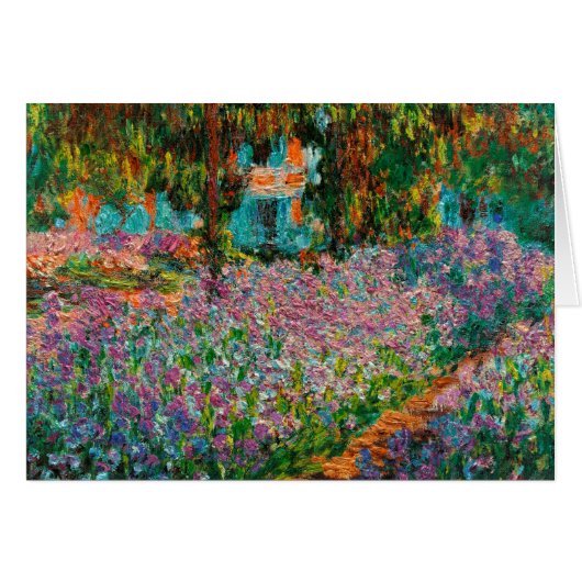 Irises Monet Garden Giverny flowers Cards (Front Horizontal)