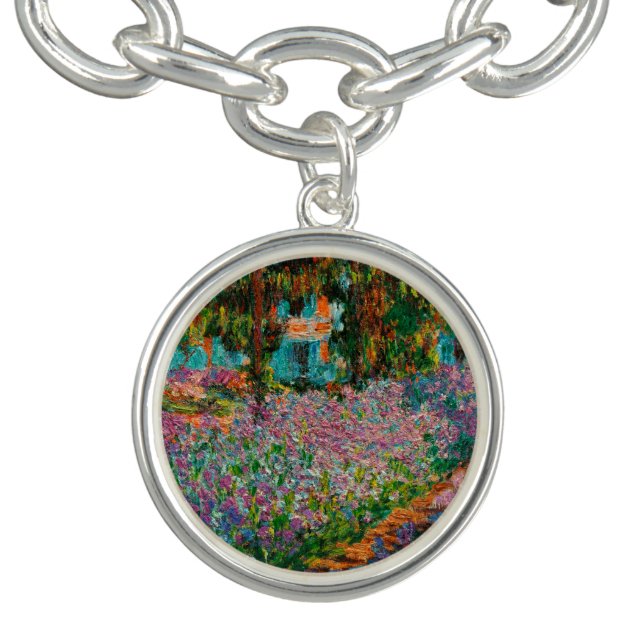 Irises Monet Garden Giverny flowers Charm Bracelet (Design)