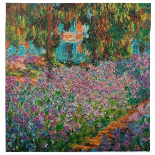 Irises Monet Garden Giverny flowers Cloth Napkin