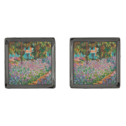 Irises Monet Garden Giverny flowers Cufflinks