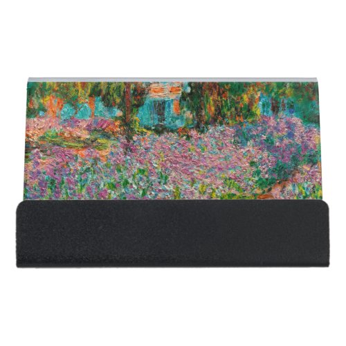 Irises Monet Garden Giverny flowers Desk Business Card Holder
