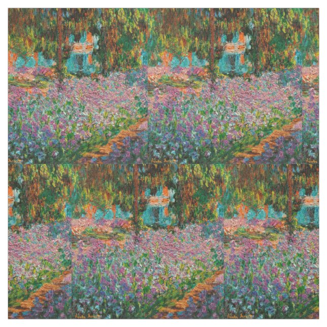 Irises Monet Garden Giverny flowers Fabric (Swatch)
