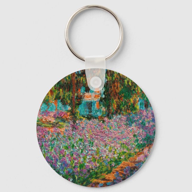 Irises Monet Garden Giverny flowers Keychain (Front)