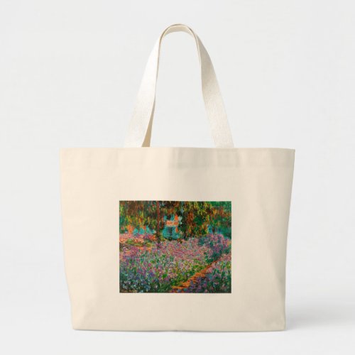 Irises Monet Garden Giverny flowers Large Tote Bag