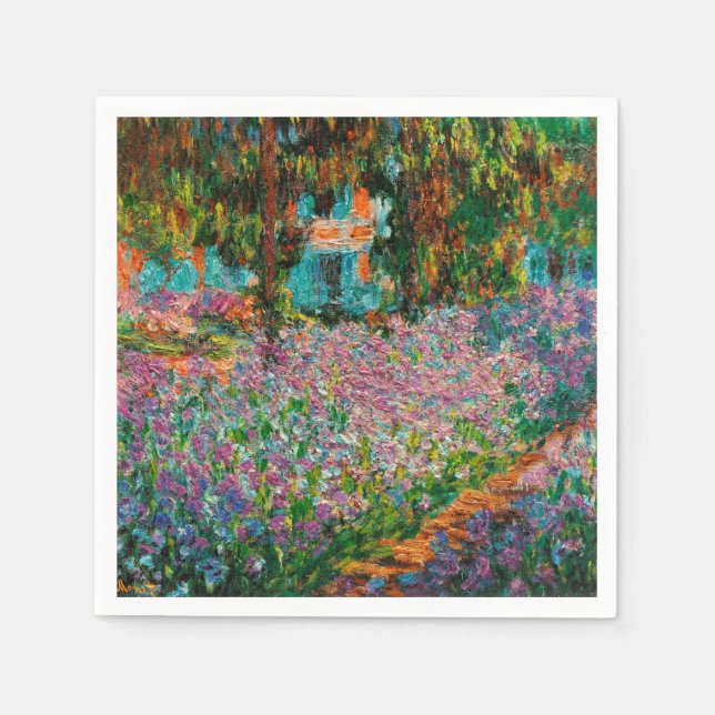 Irises Monet Garden Giverny flowers Paper Napkins (Front)