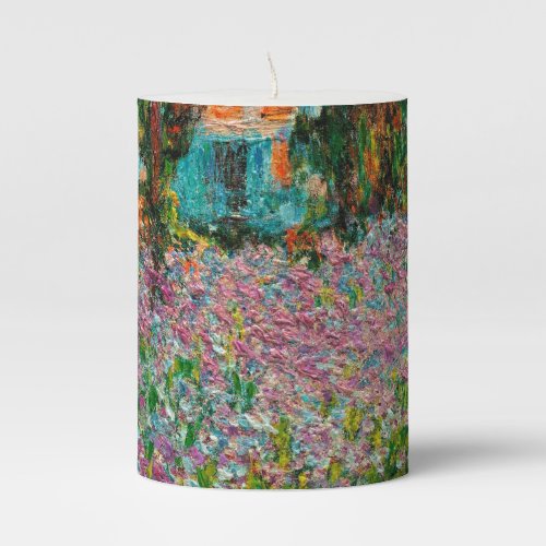 Irises Monet Garden Giverny flowers Pillar Candle