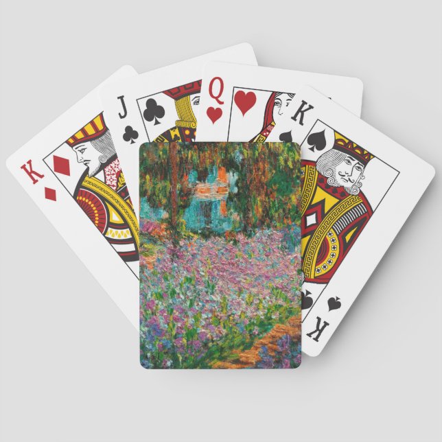 Irises Monet Garden Giverny flowers Poker Cards (Back)